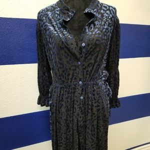 Blue Leopard Print Duster